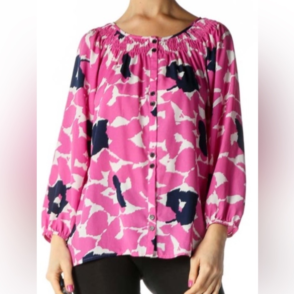 Yumi Kim Pink and Blue Floral Blouse